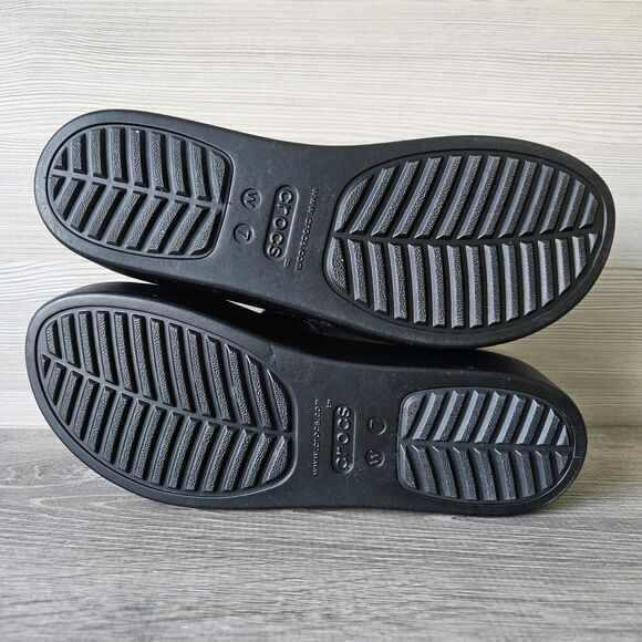 Crocs Brooklyn Low Wedge Sandals Literide Strappy Low Black Waterproof Womens 7 - Picture 10 of 12